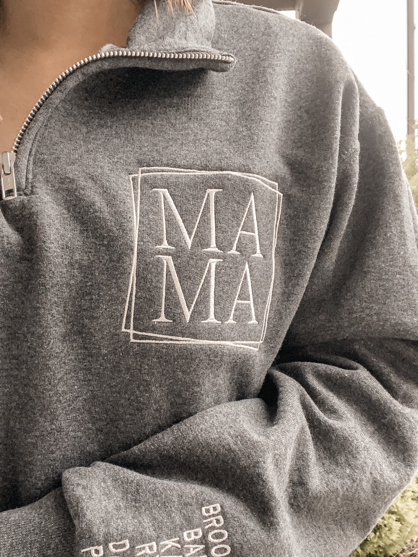 Mama Quarter Zip | Embroidered Apparel Sweatshirt
