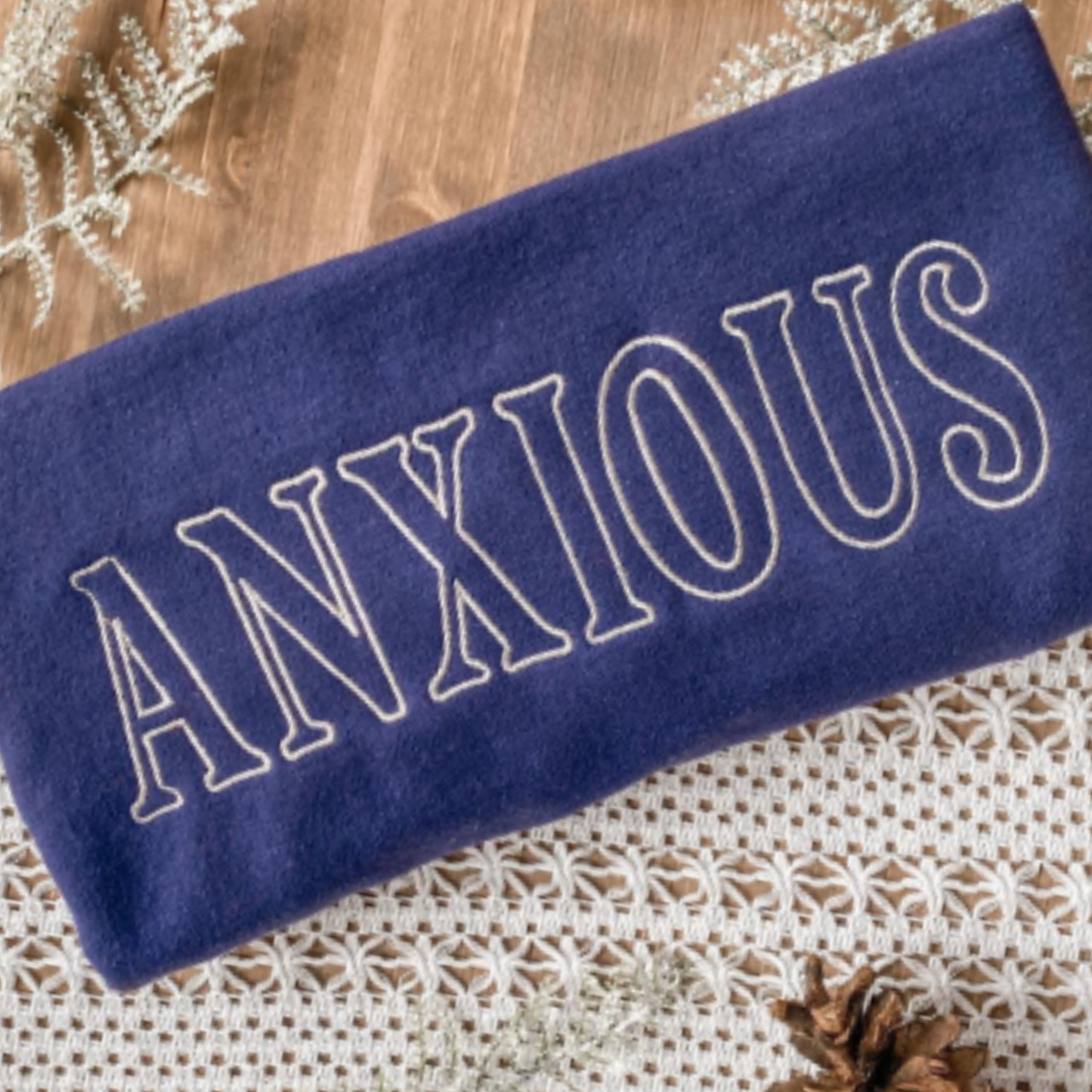 Anxious Bubble Outline Text Sweatshirt | Embroidered