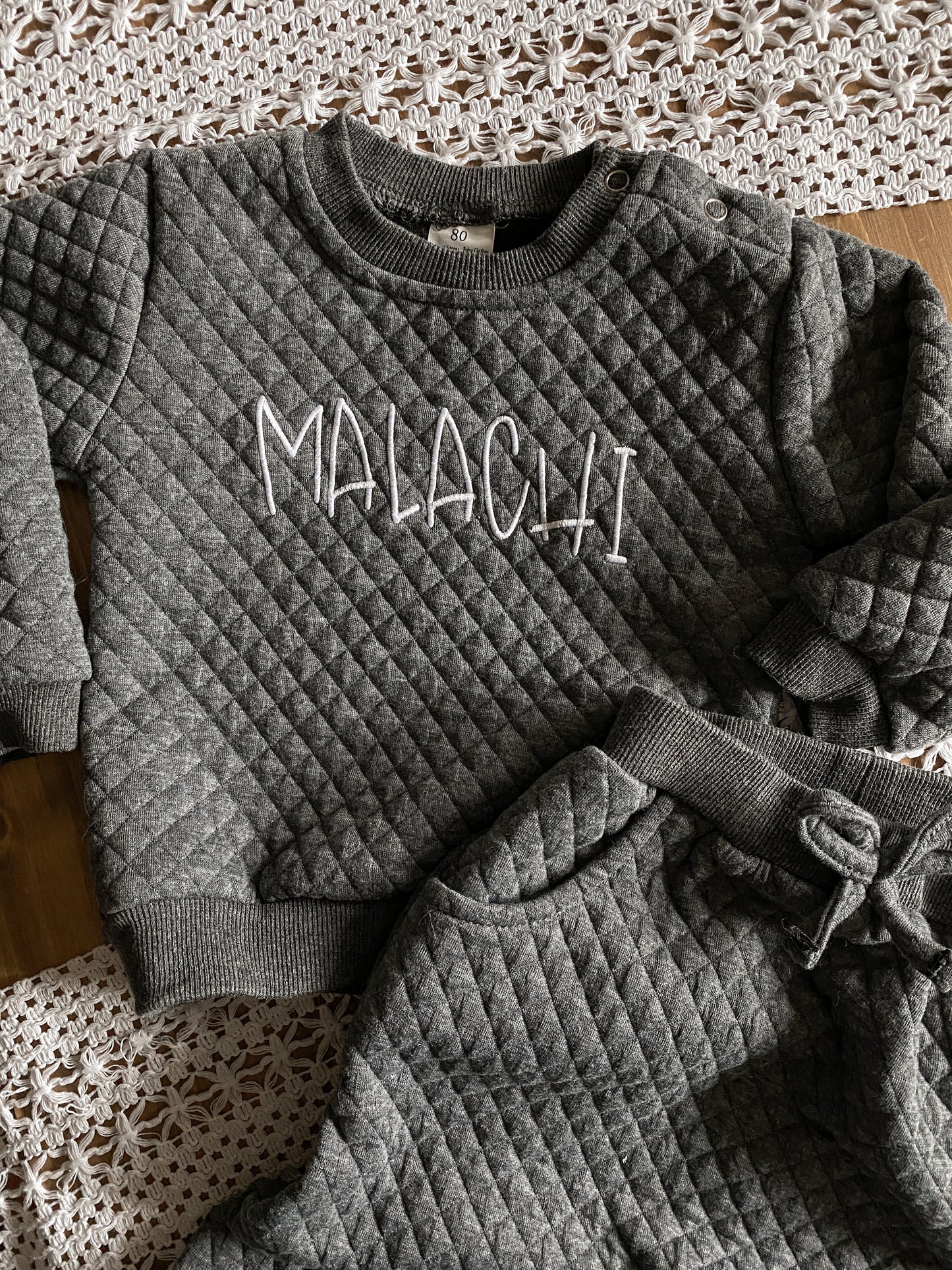Personalized Name Infant Long Sleeve Tracksuit Outfit | Embroidered Baby Apparel