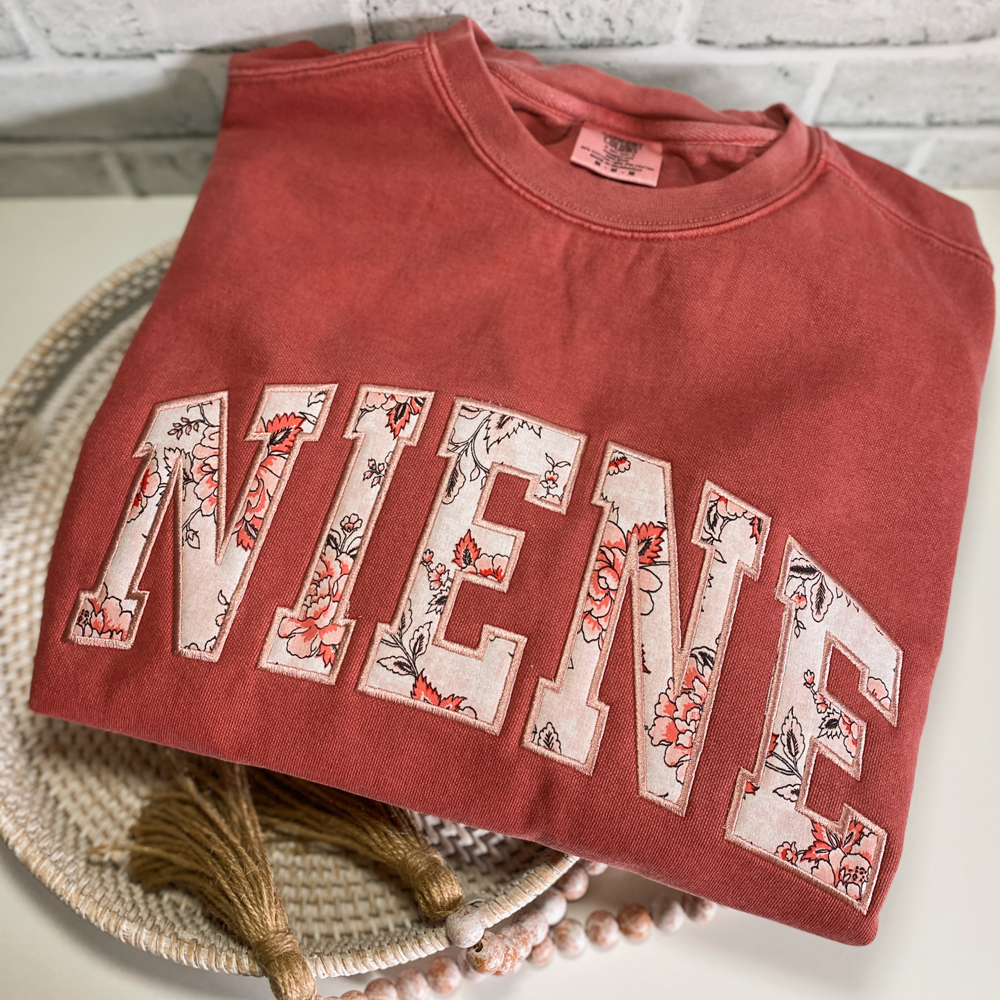 Custom Curved Name Appliqué Sweatshirt | Embroidered