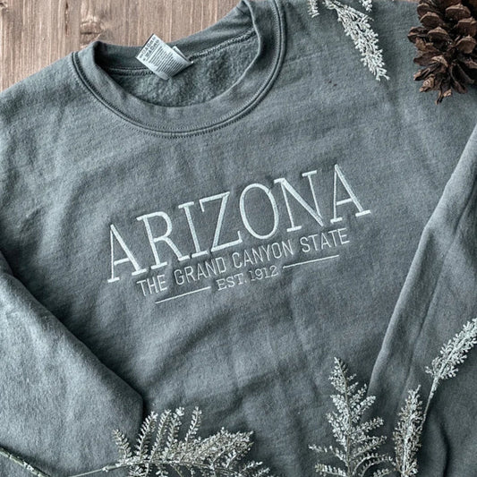 State Motto Nickname Sweatshirt | Embroidered