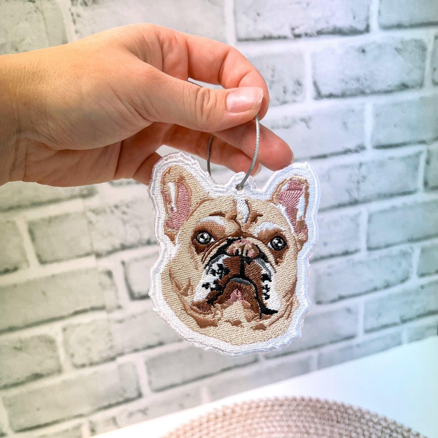 Embroidered Custom Dog Drawing Keychain