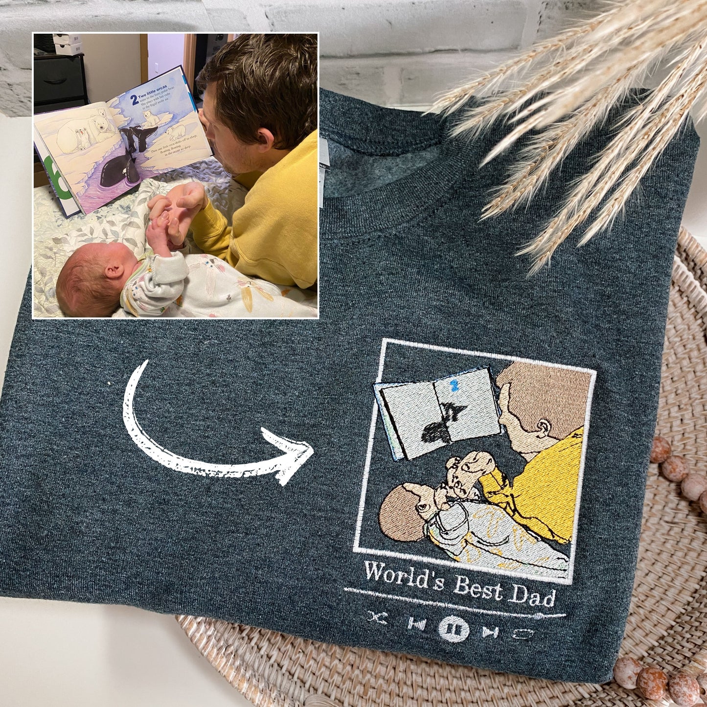 Custom Spotify Album Photo Drawing Chest | Embroidered Apparel