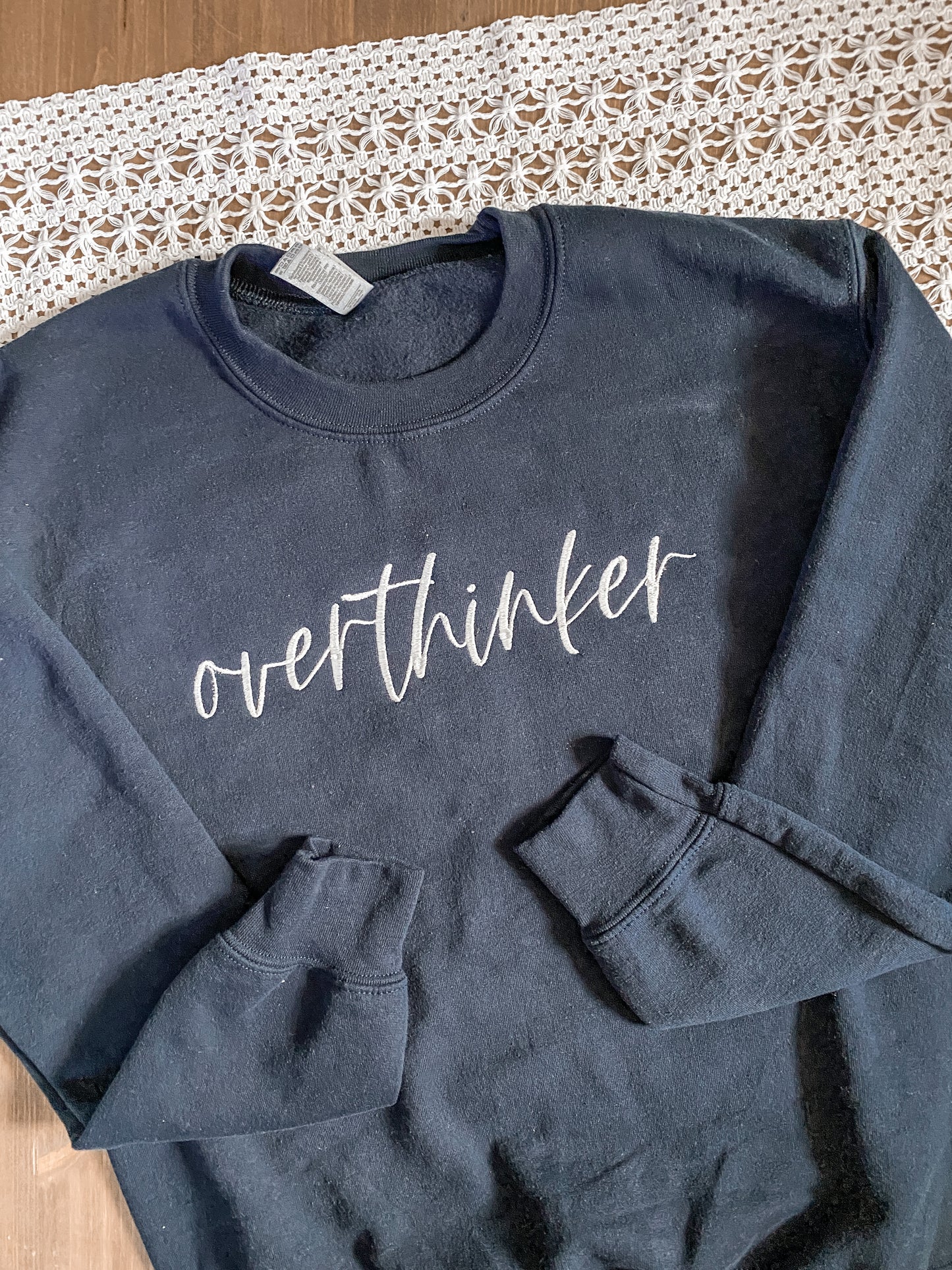 Overthinker Cursive Script Minimal Sweatshirt | Embroidered