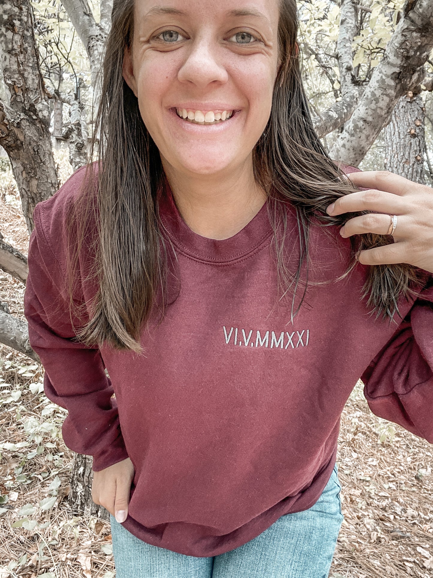 Custom Roman Numerals Sweatshirt | Embroidered