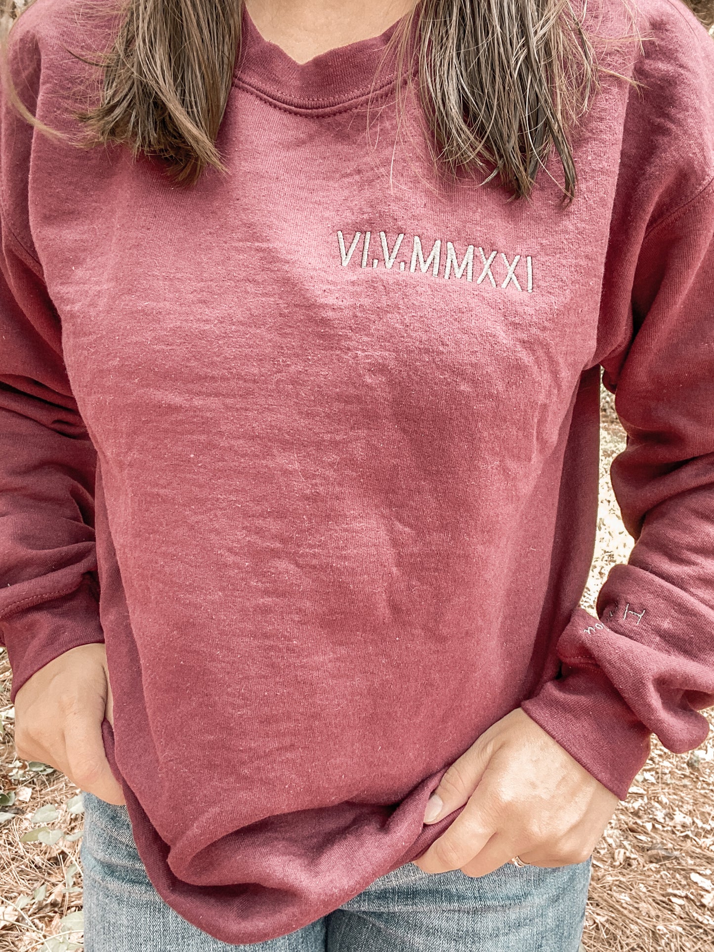 Custom Roman Numerals Sweatshirt | Embroidered