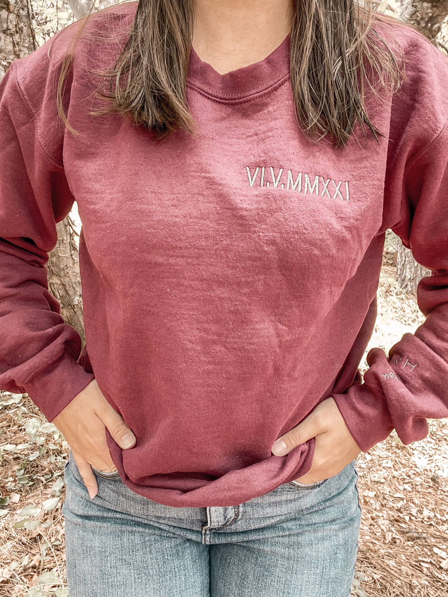 Custom Roman Numerals Sweatshirt | Embroidered
